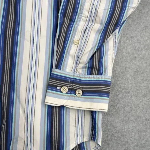 Tommy Bahama Shirt XL Blue Striped Silk Blend Casual Button Up Long Sleeve Men - Picture 2 of 11
